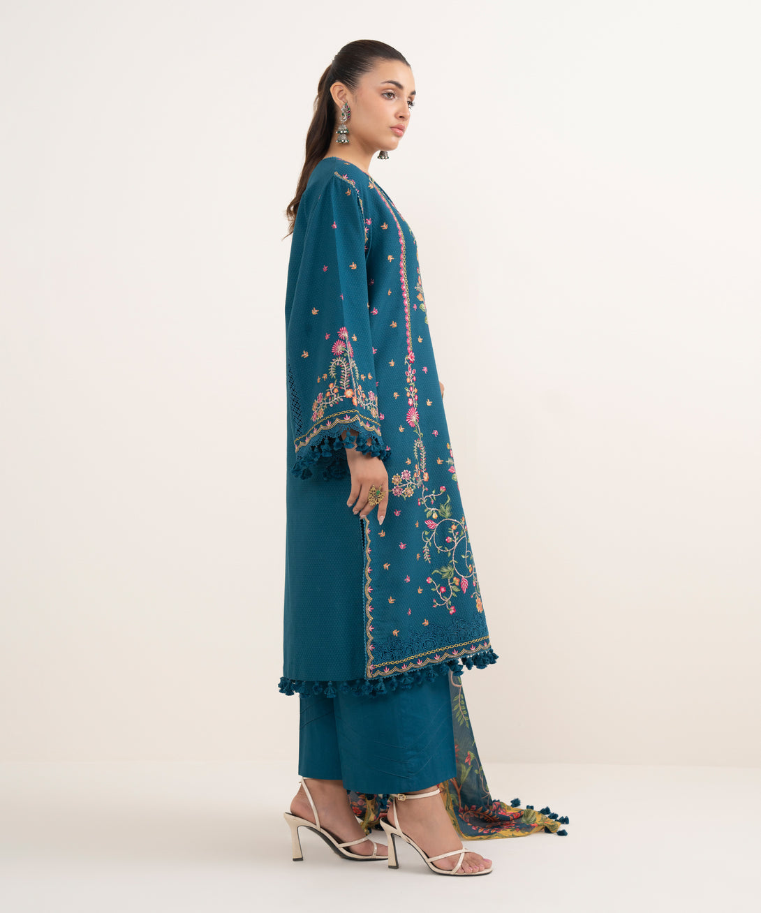Women's Unstitched Dobby Dyed Three Piece Suit