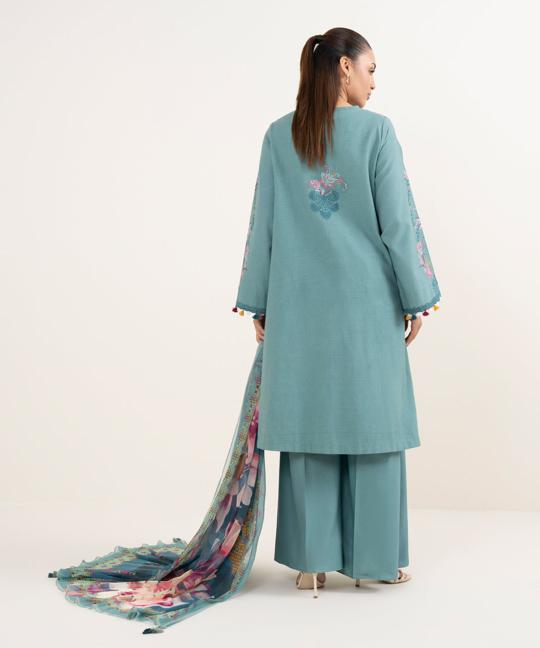 Women's Unstitched Dobby Dyed Three Piece Suit
