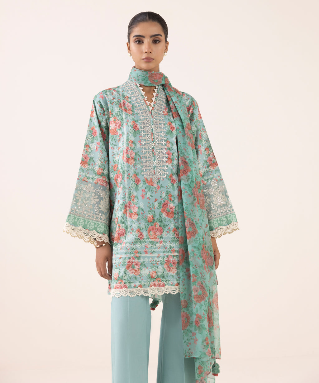 3 Piece - Embroidered Cotton Viscose Suit