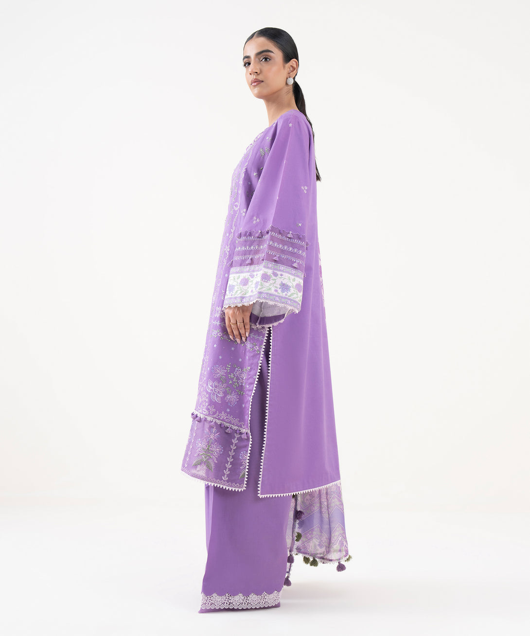 Women's Unstitched Light Cotton Satin Dyed Three Piece Suit