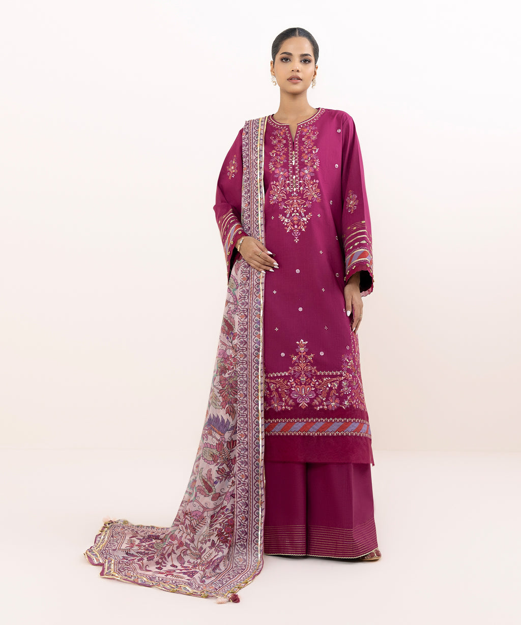 Women's Unstitched Cross Hatch Dyed Three Piece Suit