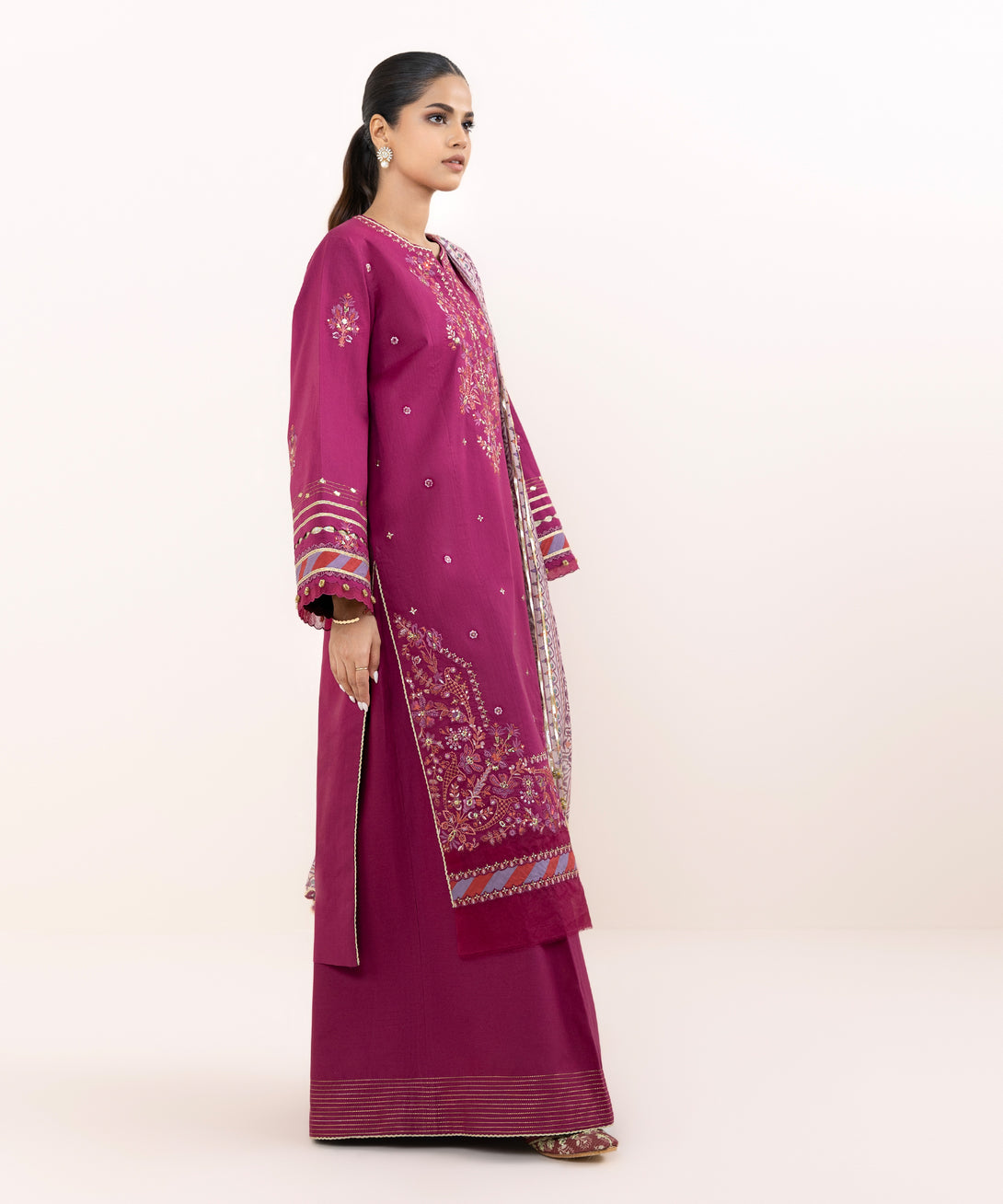 Women's Unstitched Cross Hatch Dyed Three Piece Suit