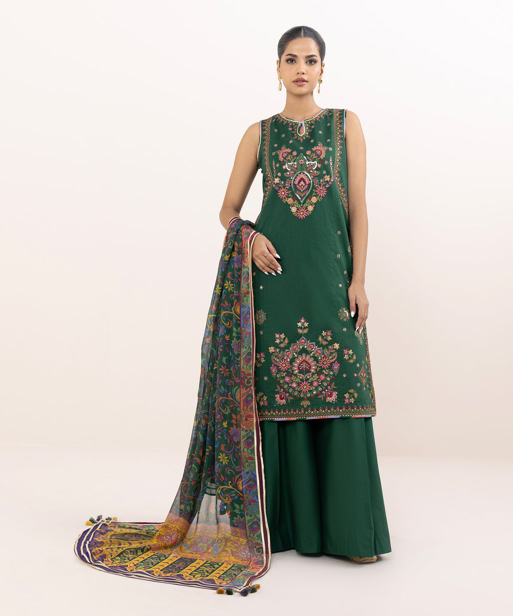 Women's Unstitched Cross Hatch Dyed Three Piece Suit