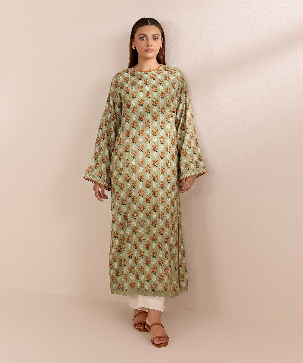 Women's Pret Arabic Lawn Multi Printed Embroidered Straight Shirt