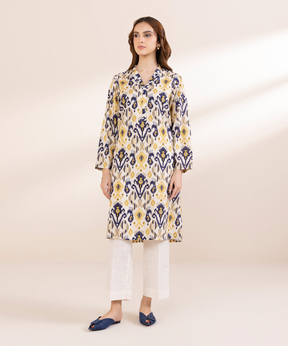 Women's Pret Linen Multi Printed A-Line Shirt