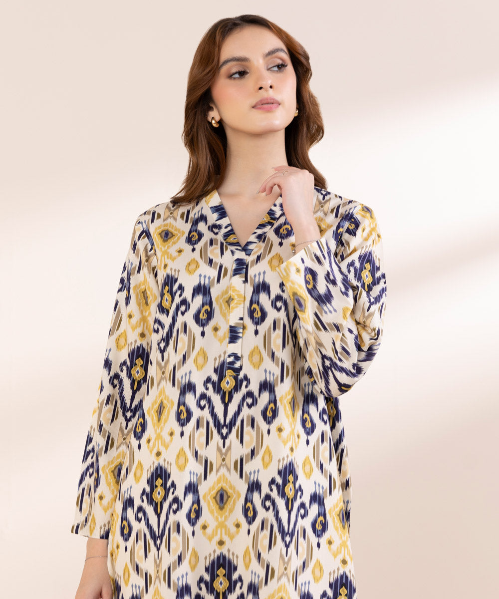 Women's Pret Linen Multi Printed A-Line Shirt