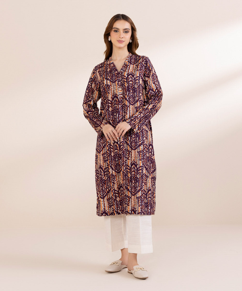 Women's Pret Linen Multi Printed Straight Shirt