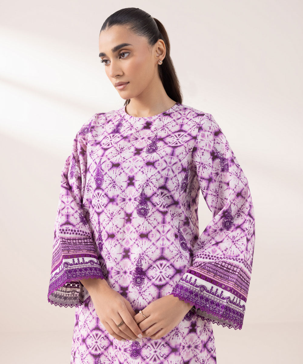 Women's Pret Khaddar Embroidered Magenta Straight Shirt