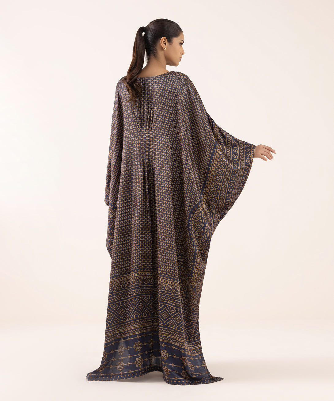 Women's RTW Blended Satin Multi Printed Kaftan