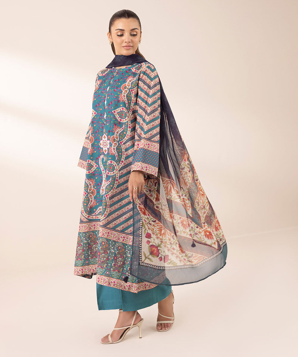 Women's RTW Blended Grip Multi Printed Three Piece Suit