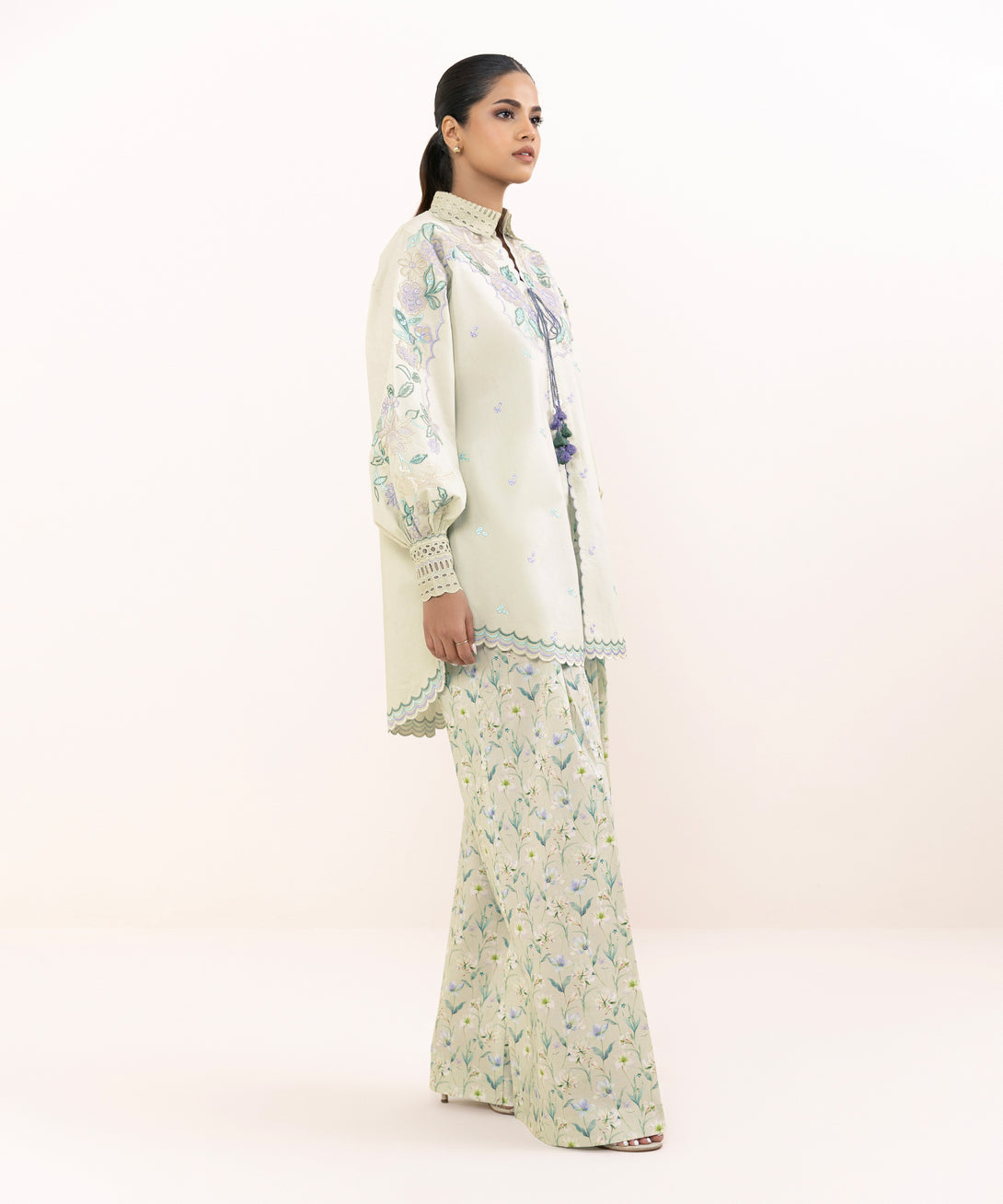 Women's Unstitched Lawn Embroidered Green Two Piece Suit