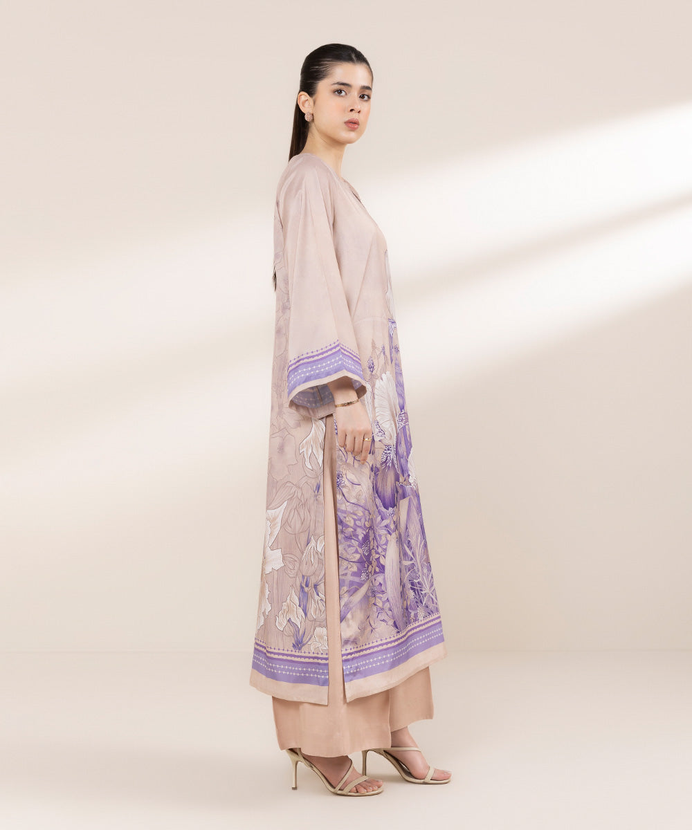 Women's RTW Blended Grip Pink Printed Three Piece Suit