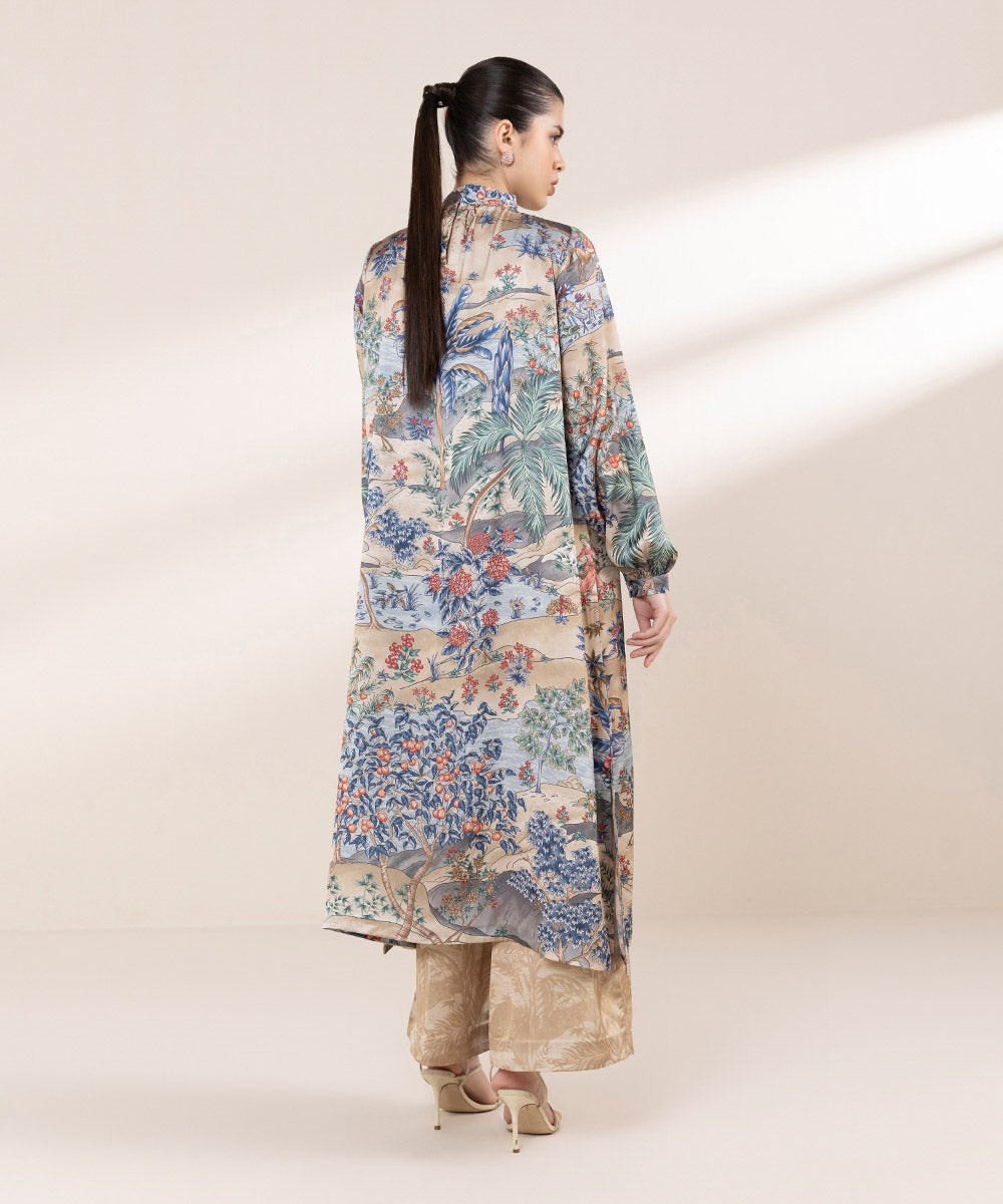 Women's RTW Blended Satin Multi Printed 2 Piece Suit