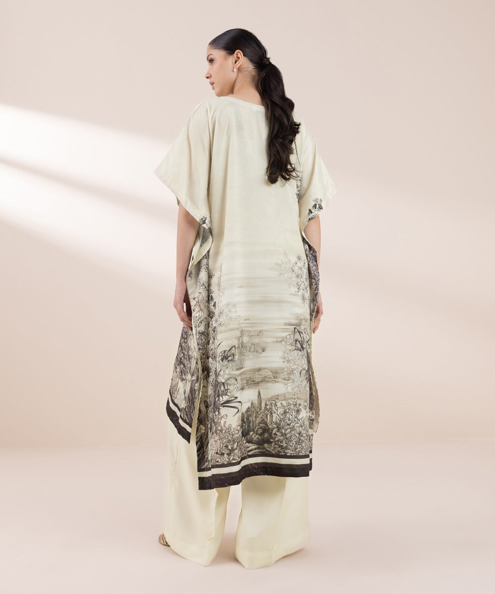 Women's Pret Blended Grip Printed Off White 2 Piece Kaftan