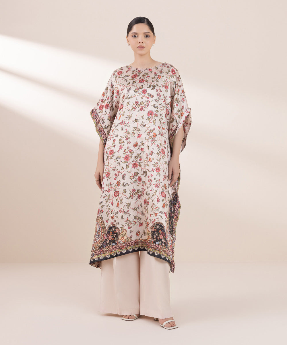 Women's Pret Blended Satin Printed Multi 2 Piece Kaftan