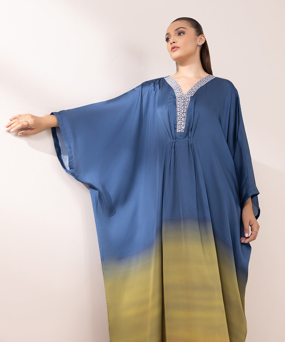 Women's Pret Blended Satin Multi Printed Kaftan