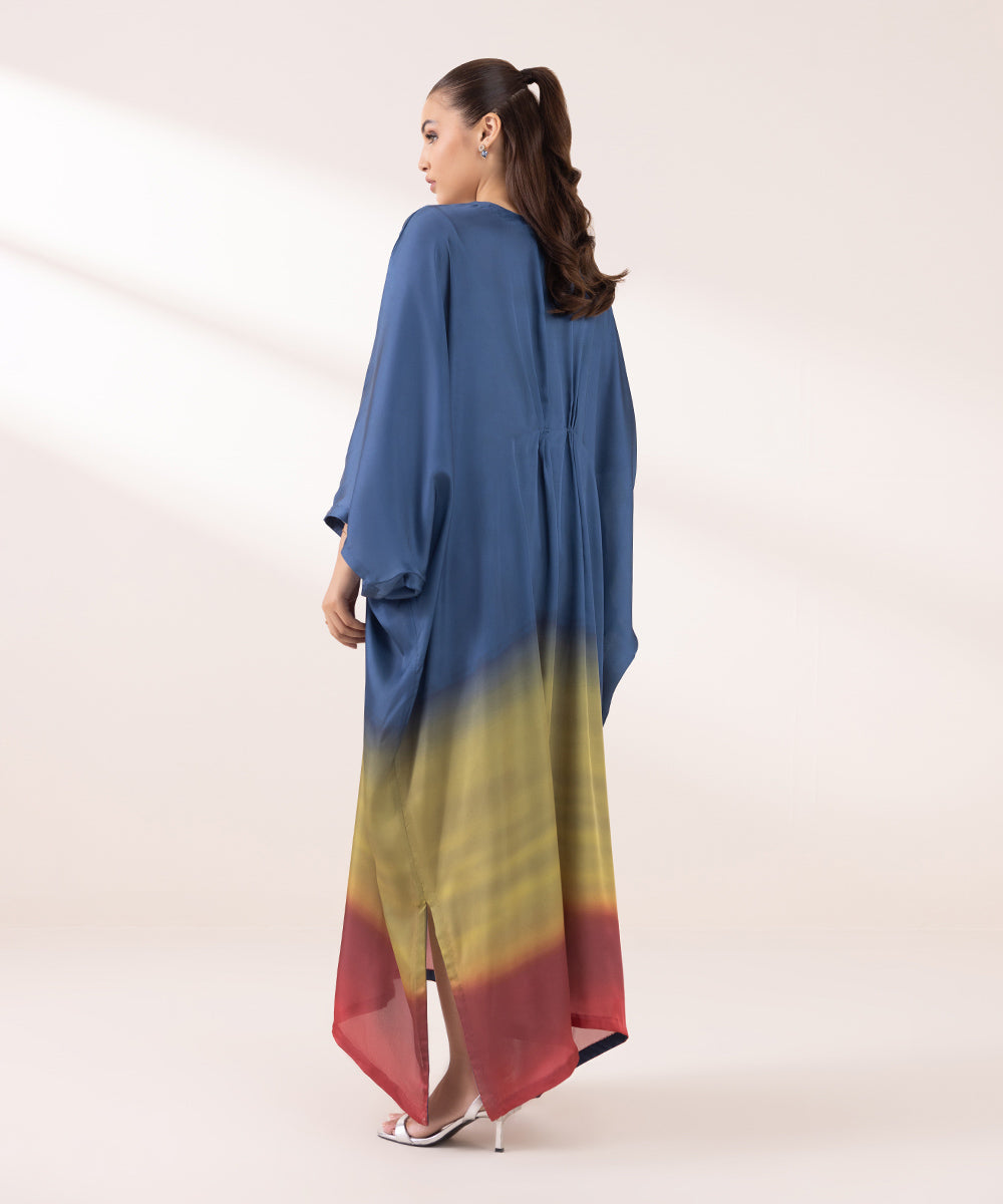 Women's Pret Blended Satin Multi Printed Kaftan