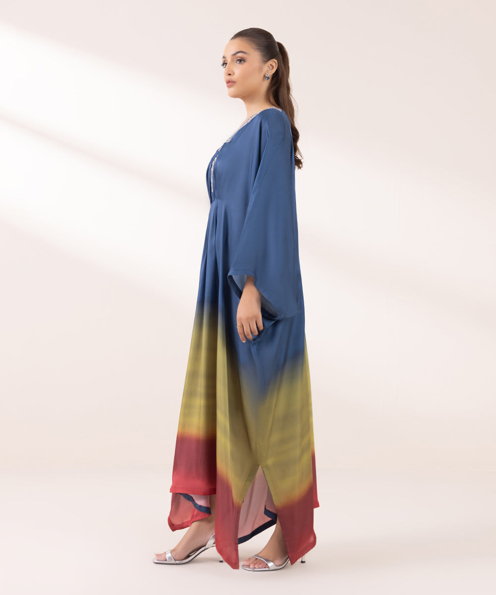 Women's Pret Blended Satin Multi Printed Kaftan