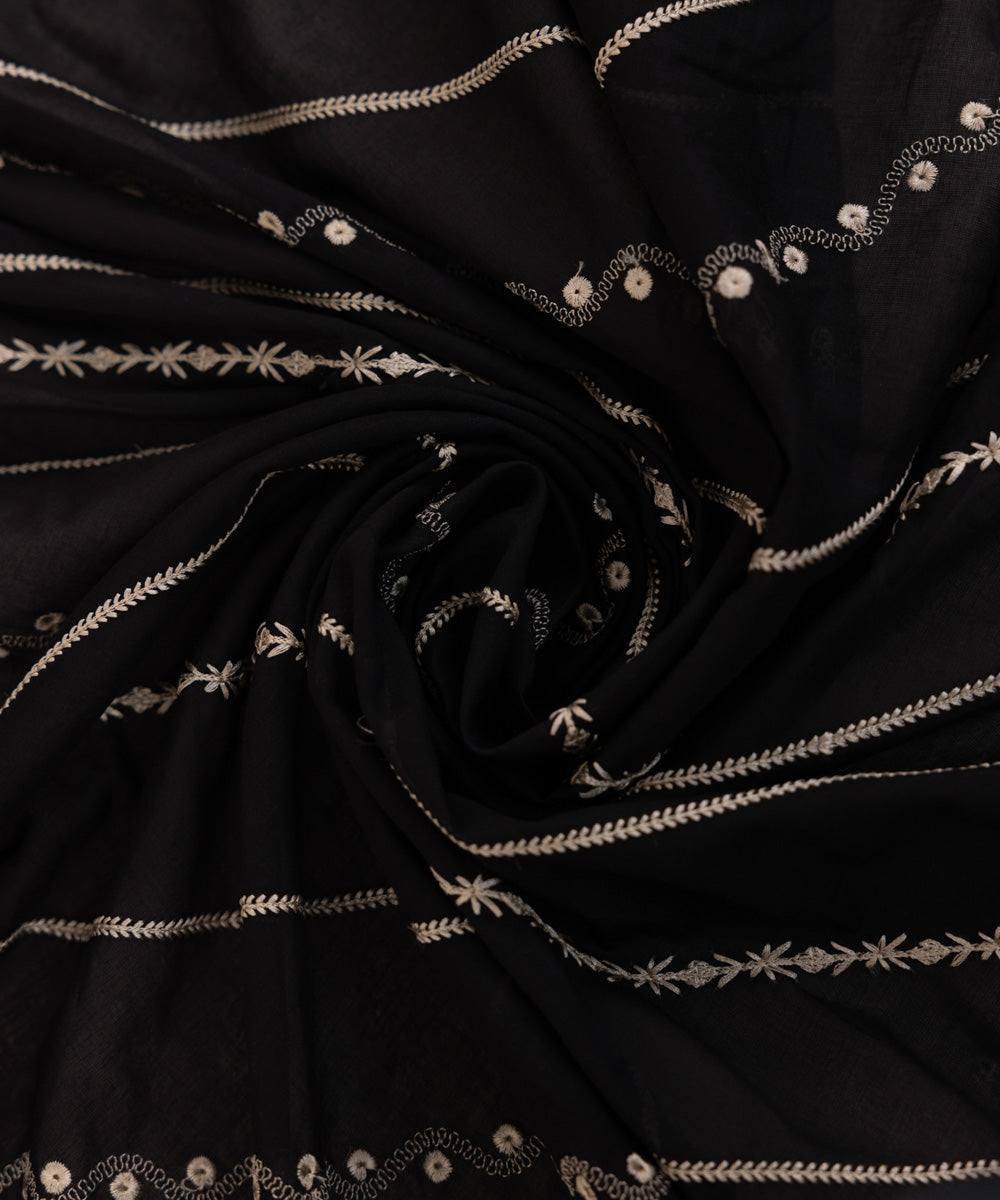 Voile Embroidered Black Dupatta