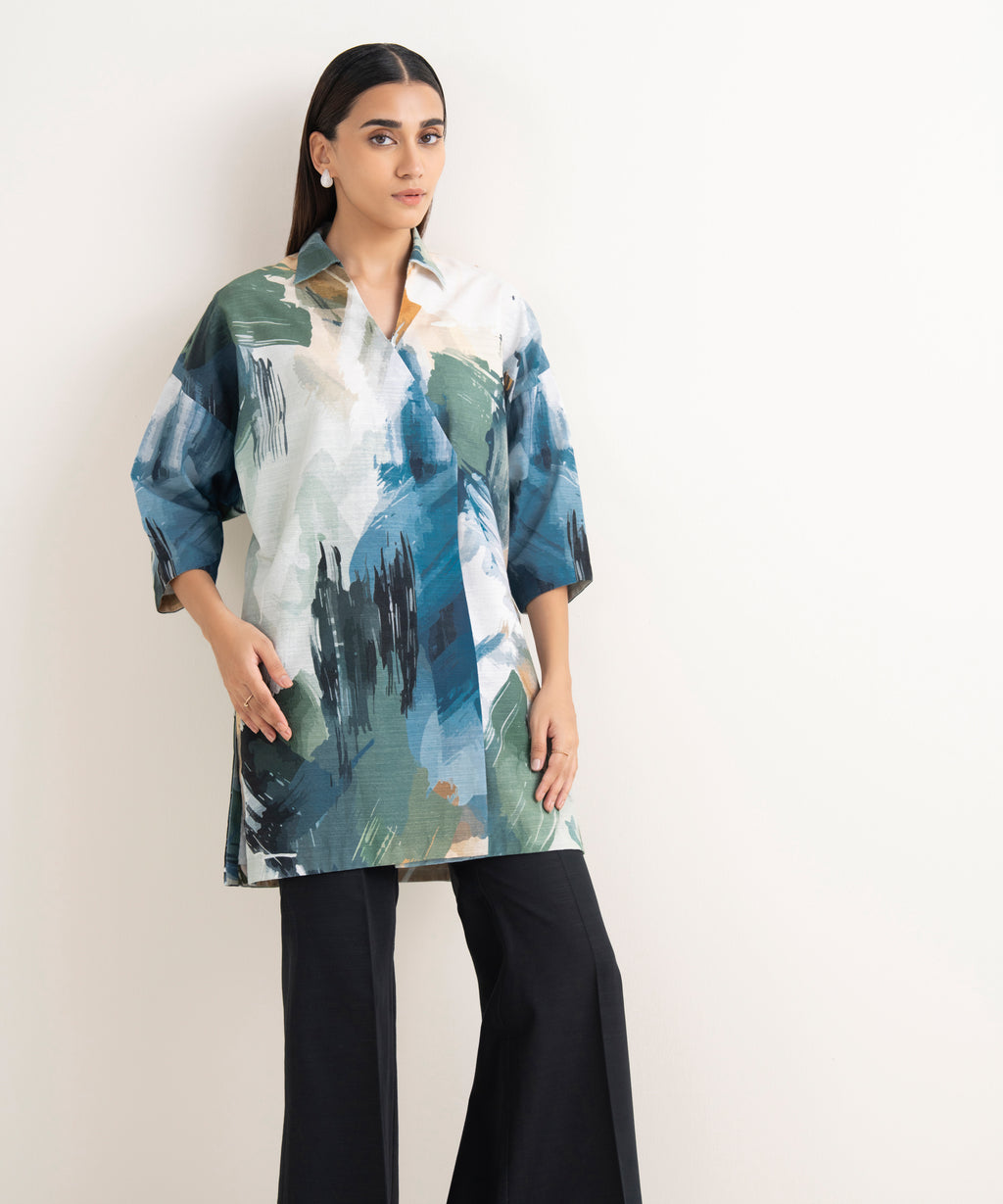 Printed Khaddar Shirt