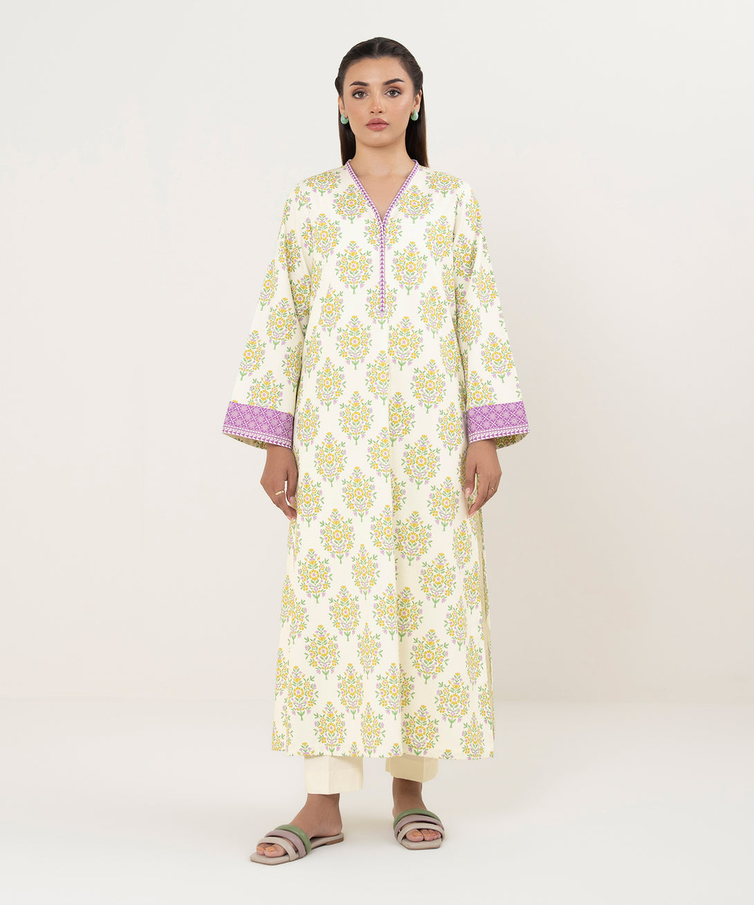 Women's Unstitched Cotton Printed Multi Shirt