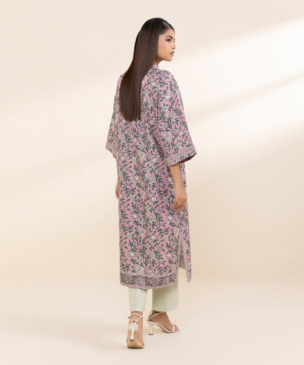 Women's Pret Khaddar Pink Printed Boxy Shirt