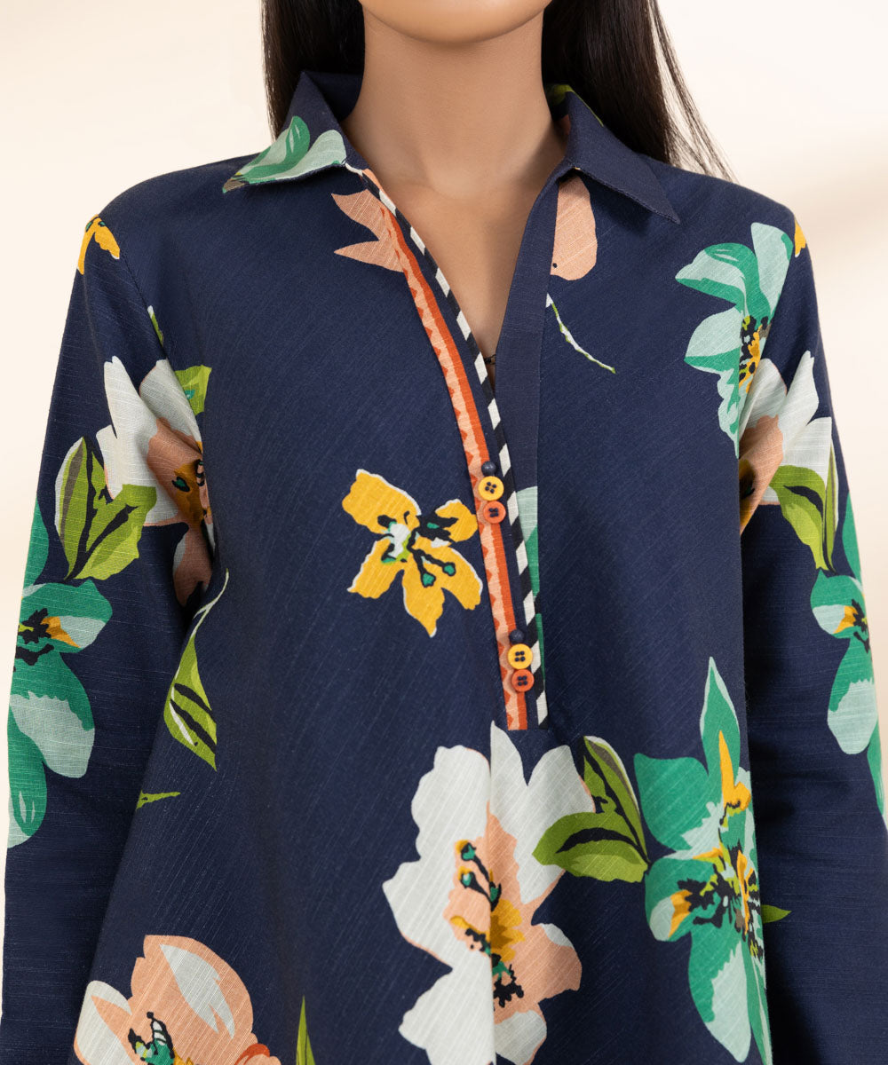 Women's Pret Khaddar Multi Printed A-Line Shirt