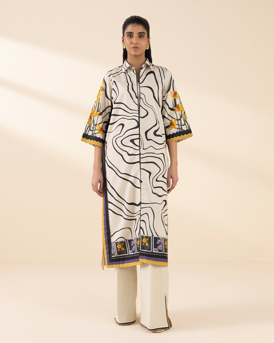 Unstitched Women's Off White Lawn Shirt 
