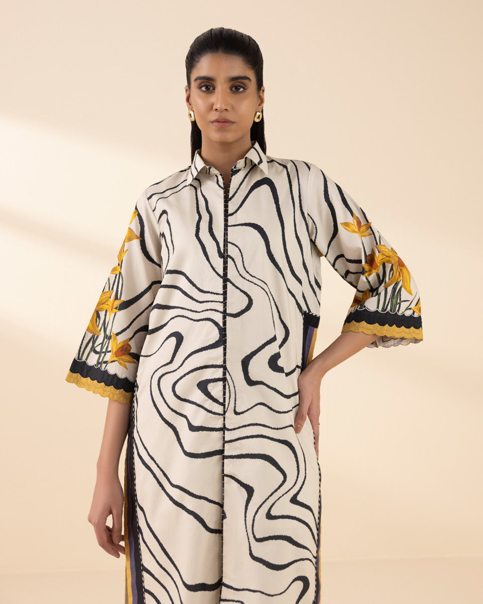 Unstitched Women's Off White Lawn Shirt 
