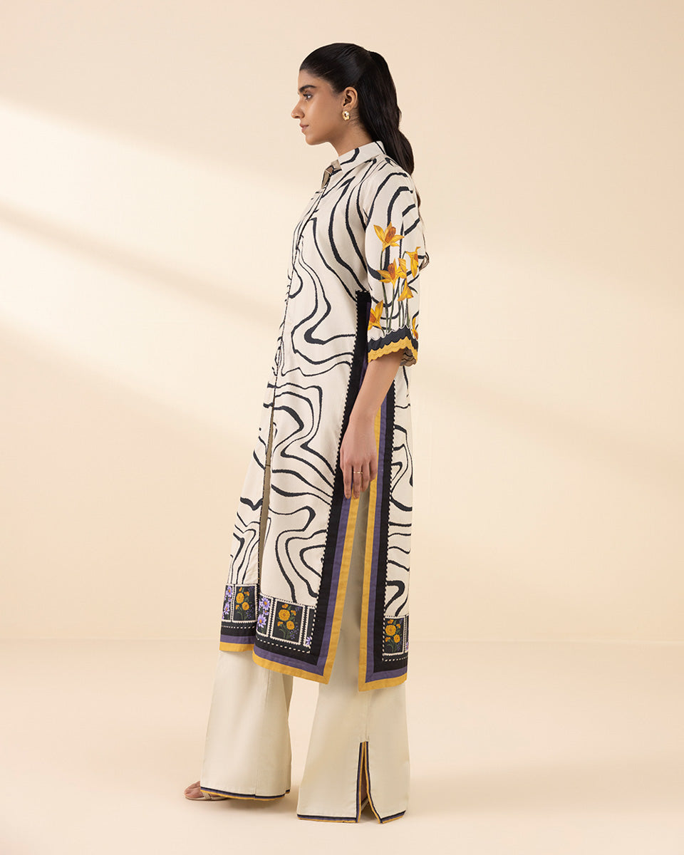 Unstitched Women's Off White Lawn Shirt 