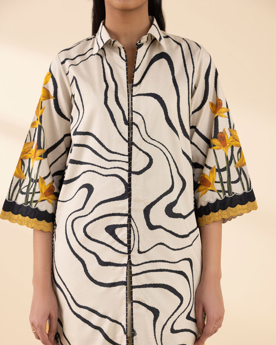 Unstitched Women's Off White Lawn Shirt 