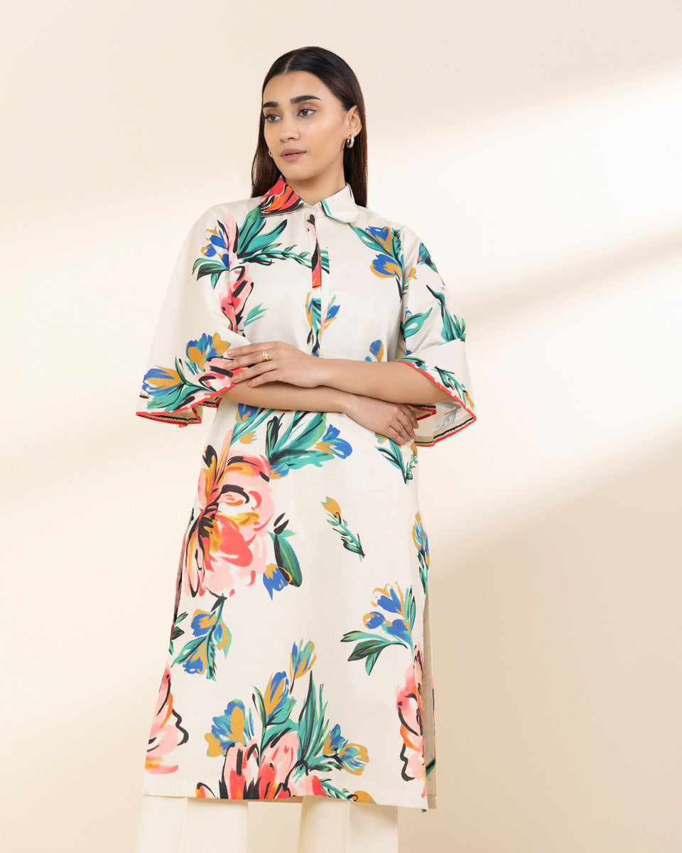 Unstitched Women's Off White Lawn Shirt 