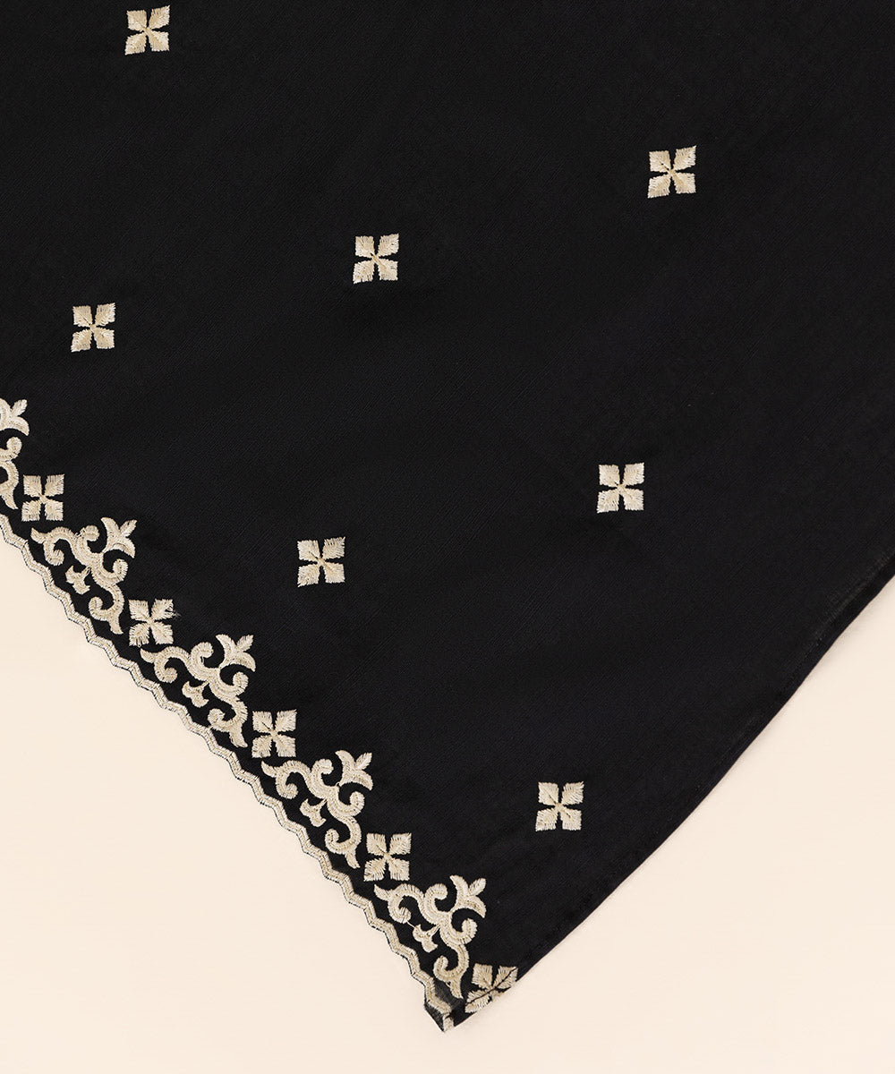 Khaddar Black Embroidered Dupatta 