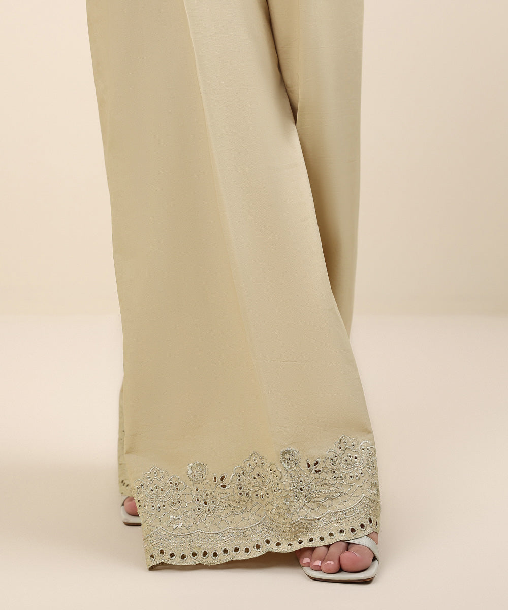 Women's Unstitched Beige Cambric Trousers Fabric