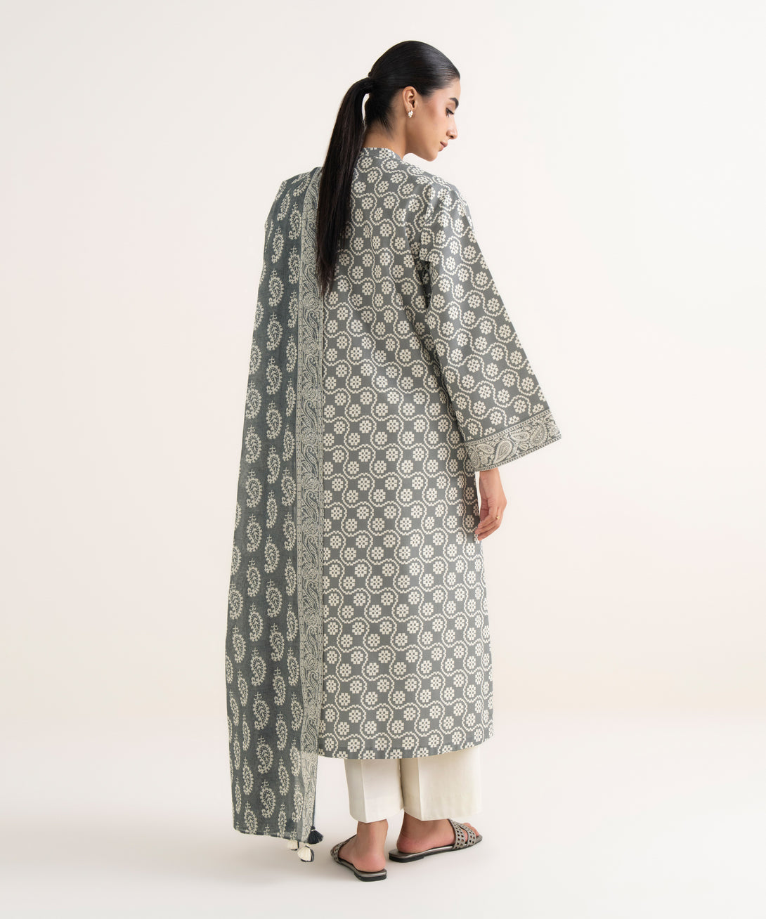 Women's Unstitched Cotton Printed Multi Two Piece Suit