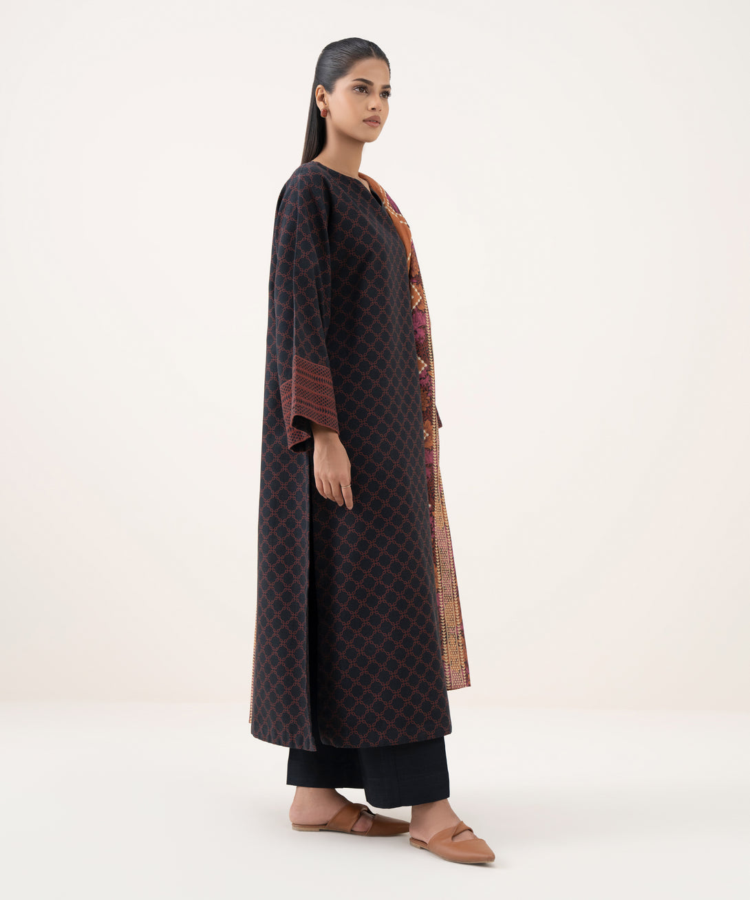 Women's Unstitched Light Khaddar Printed Multi Two Piece Suit