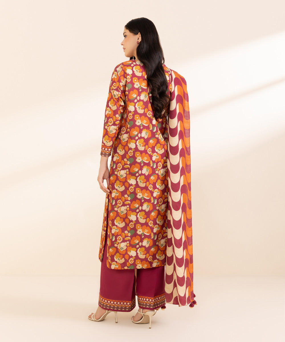 Women's Unstitched Light Khaddar Printed Multi 2 Piece Suit