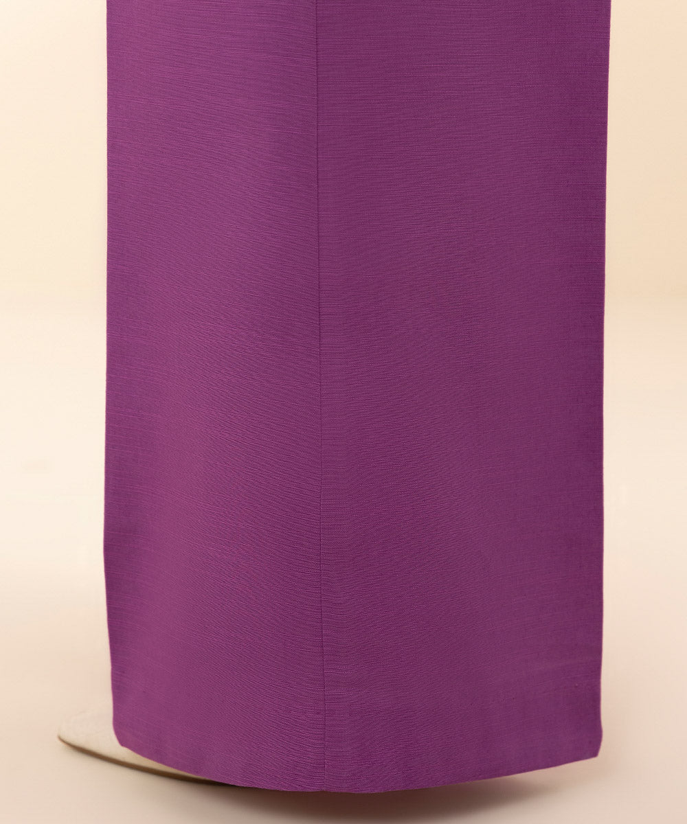 Women's Unstitched Khaddar Solid Purple Trousers Fabric