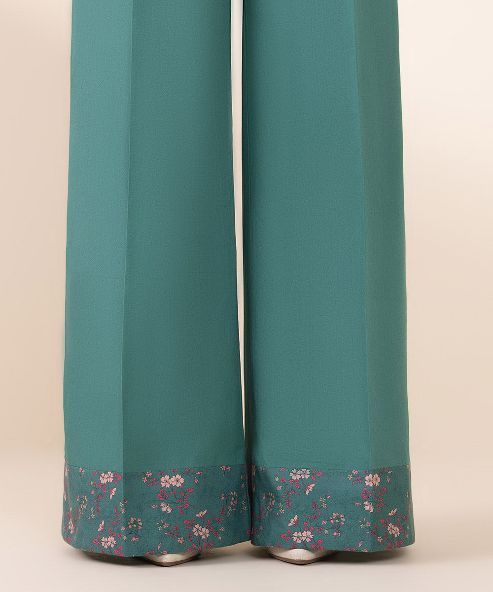 Women's Unstitched Embroidered Turquoise Cambric Three Piece Suit