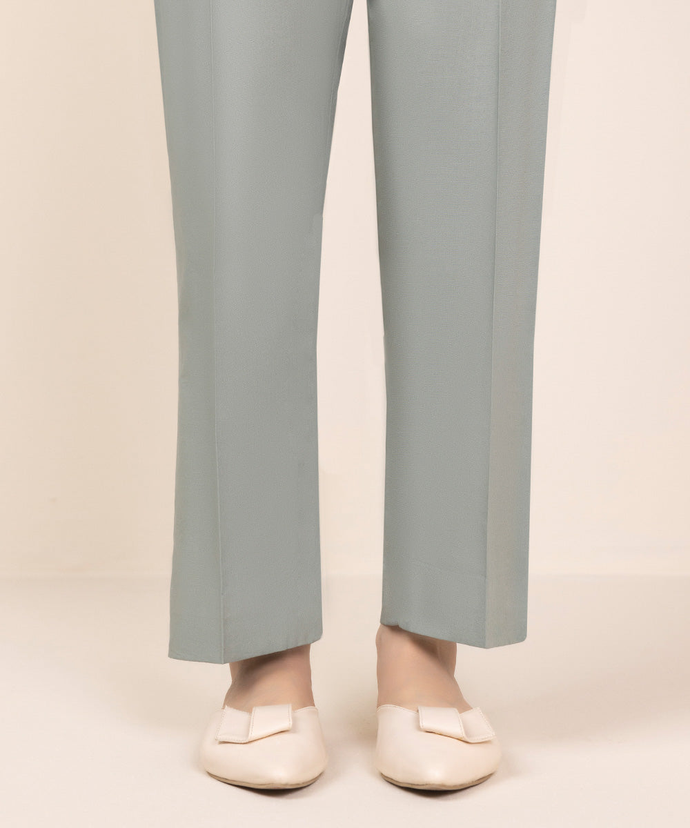 Women's Unstitched Cotton Solid Grey Trousers Fabric