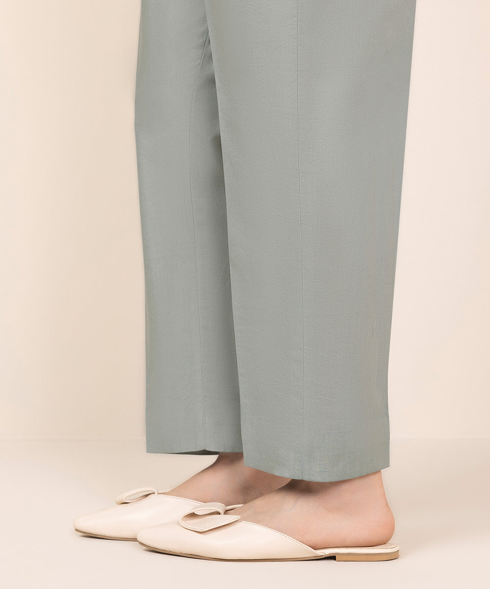 Women's Unstitched Cotton Solid Grey Trousers Fabric