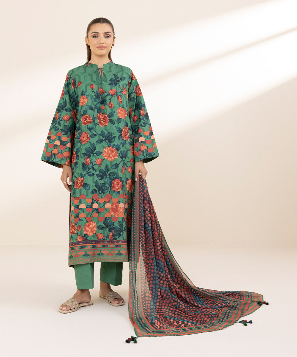 Unstitched Women's Printed Lawn Multi Two Piece Suit 