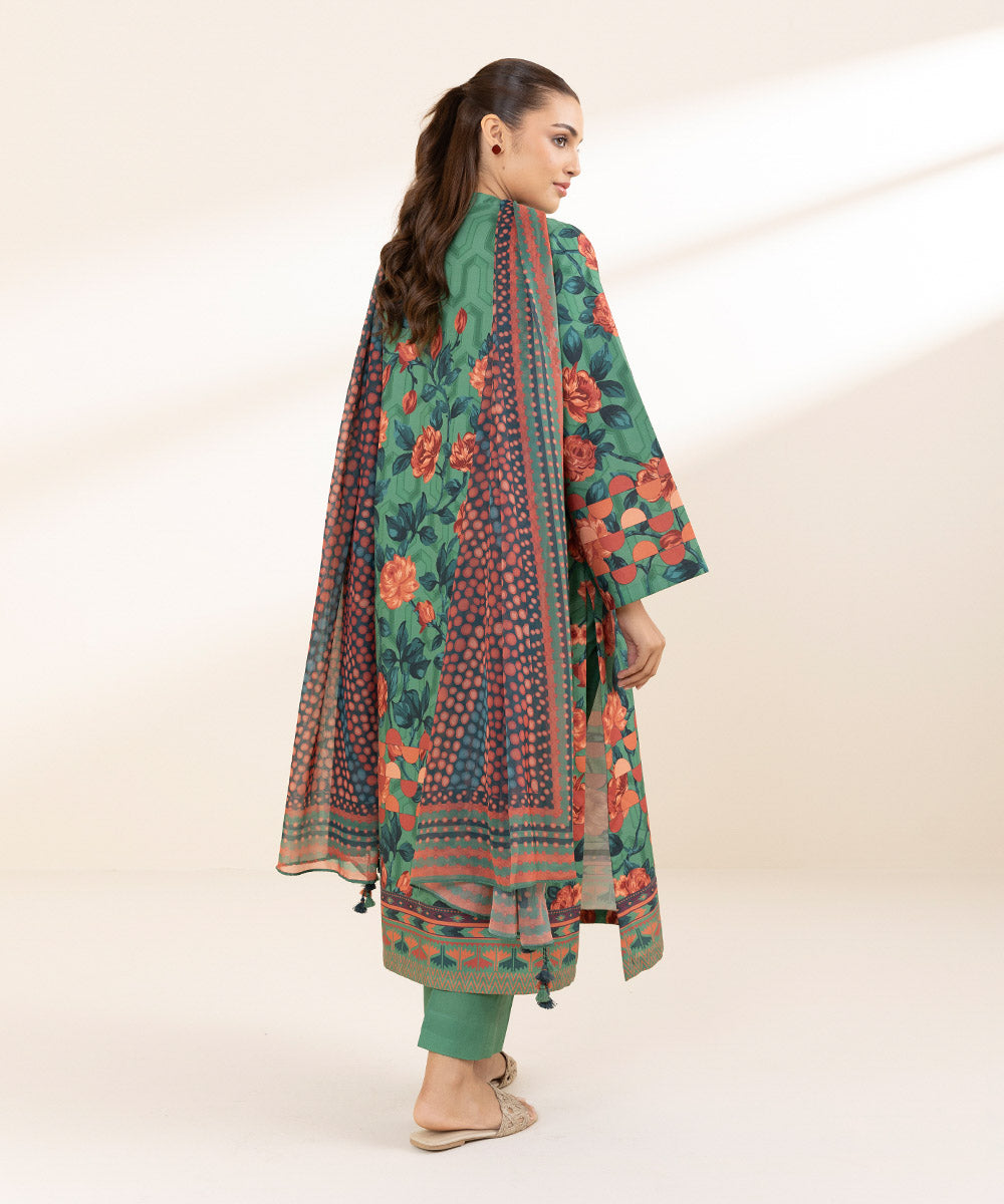 Unstitched Women's Printed Lawn Multi Two Piece Suit 