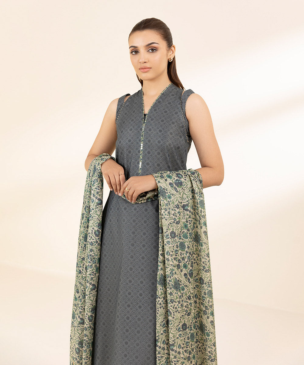 2 Piece - Printed Zari Lawn Suit