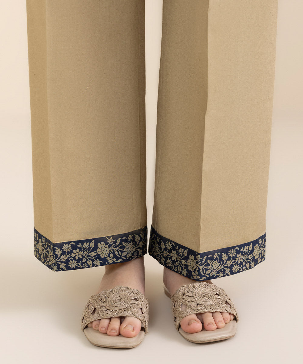 Unstitched Women's Printed Lawn Beige Shirt Dupatta
