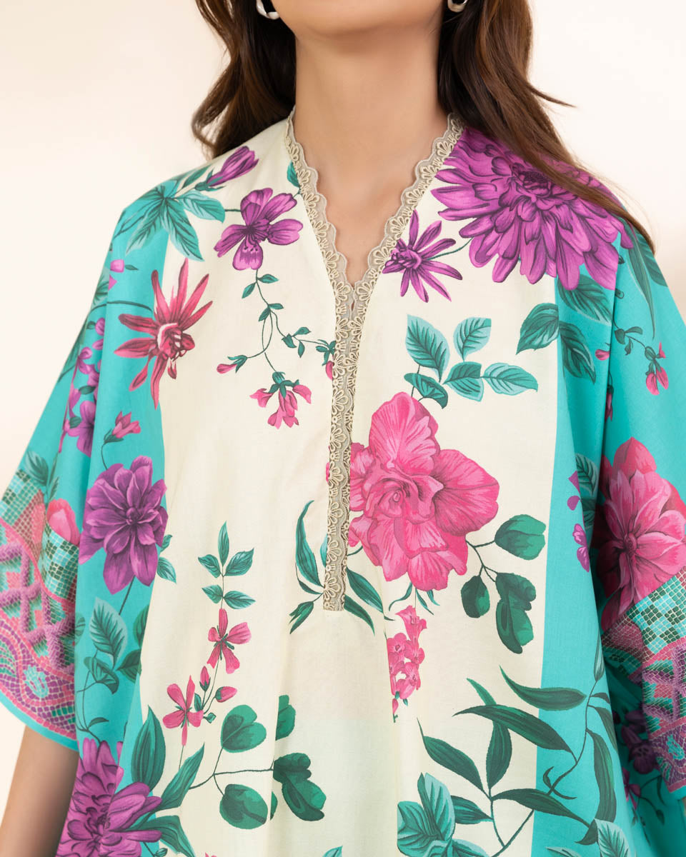 Unstitched Women's Green Lawn 3 Piece Suit