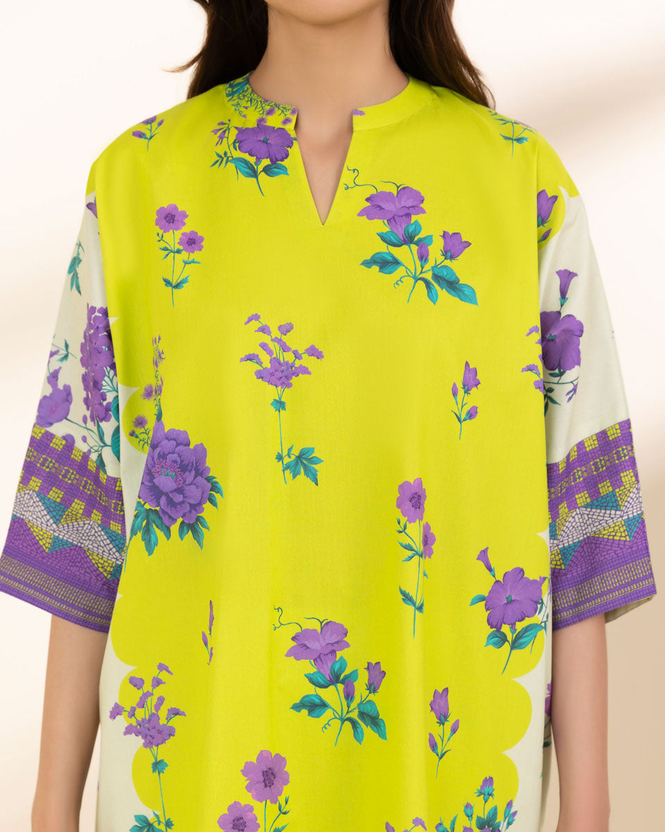 Unstitched Women's Yellow Lawn 3 Piece Suit
