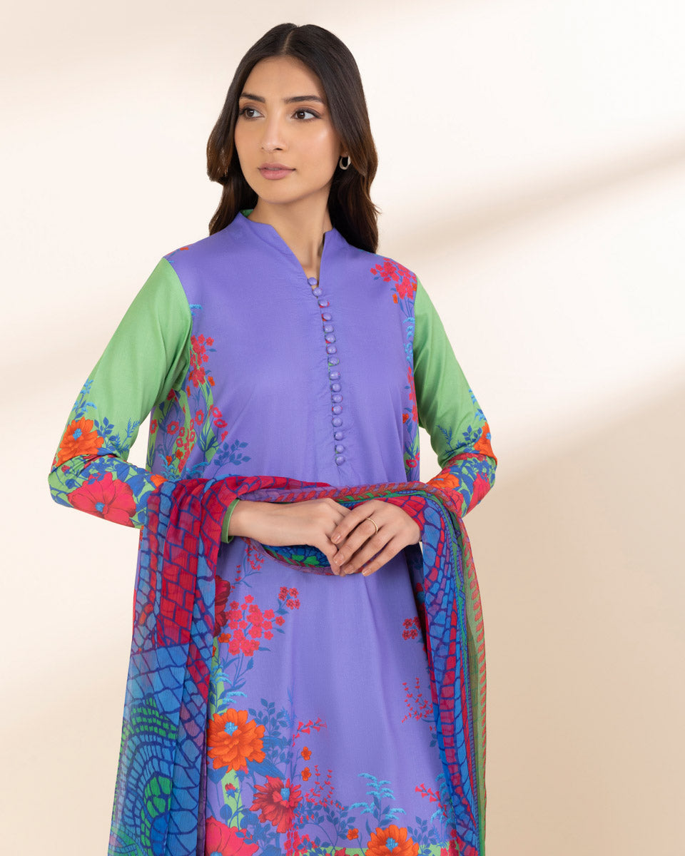 Unstitched Women's Multi Lawn 3 Piece Suit
