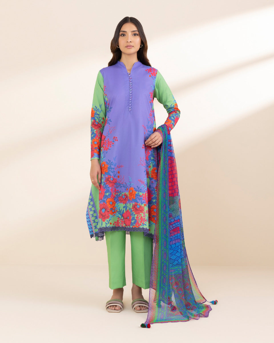 Unstitched Women's Multi Lawn 3 Piece Suit