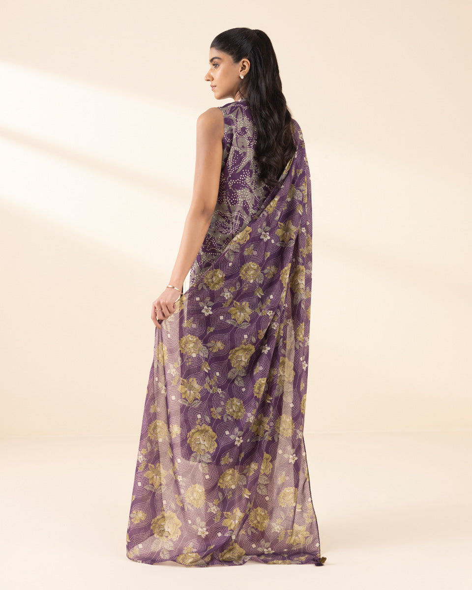 Unstitched Women's Purple Lawn Printed Shirt Dupatta